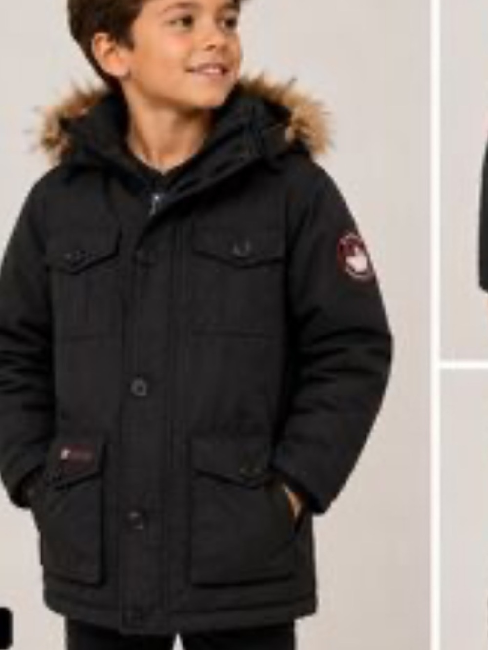 Canada Weather Gear Jackets & Coats Kids Black Winter Parka Faux Fur waterproof